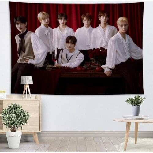KPOP Enhypen Tapestry Wall Hanging Decor Wall Cloth Tapestries Home Decoration Accessories Psychedelic Carpet Decorative 2.25