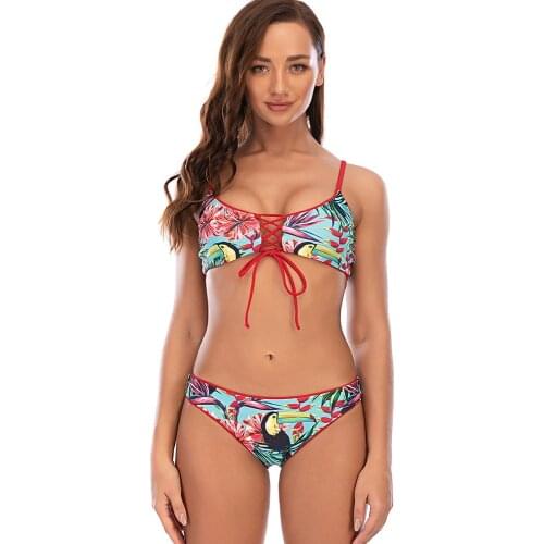 Summer women Leopard Swimsuit Sexy two Pieces Bikini купальник bikini Set ladies Beachwear printing briefs breathe swim Suit