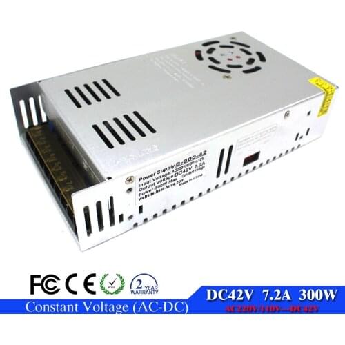 Best quality 42V 7.2A 300W Switching Power Supply Driver for LED Strip AC 110V 220V Input to DC42V SMPS for Stepper CNC CCTV