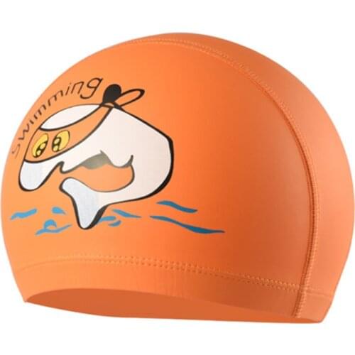 Cartoon Swimming Caps for Children Boys and Girls PU Waterproof Cap Hat child Ear Guard