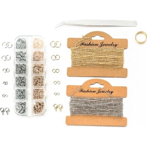 406 pieces of jewelry making chain set 39.4 feet (approximately 90 cm) stainless steel chain link gold, silver, bronze, black ch