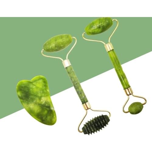 Natural Jade Roller Guasha Skin Scraper Facial Set Facial Stone Firming Face Anti-Aging Puffy Eyes Massager Neck Anti Wrinkle