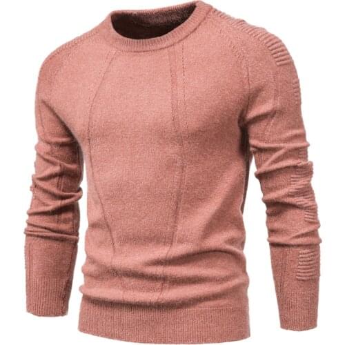 New Autumn Winter Pullover Solid Color Mens Sweater O-neck Geometry Sweater Men Casual Fashion Pull Slim Sweaters Mens