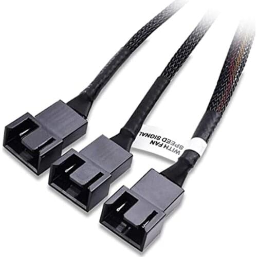 PWM Fan Splitter 4 pin Adapter Cable CPU Fan Splitter PC Fan Extension Power Cable 1 to 3 Converter 10.6 inches (2 Pack)
