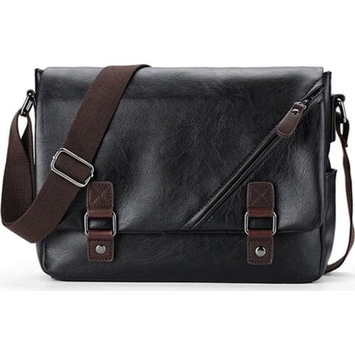 Luxury Brand Leather Mens Messenger Bag Male Black Business Sling Bags Vintage Crossbody Bags For Men Casual Shoulder Bag