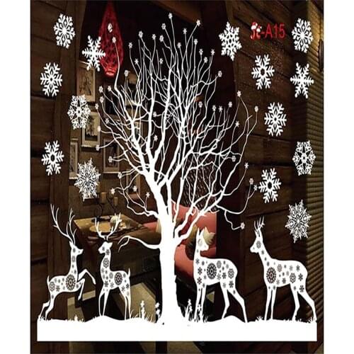 Christmas Stickers Window Glass Stickers Paster round Tube Packaging Glue-Free Electrostatic Christmas Decorations