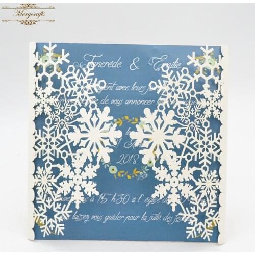 Snowflake pattern Merry Christmas festival decorations laser cut invitations card greeting card