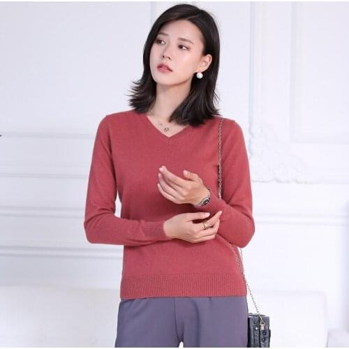 Pink v neck cashmere sweaters women knitted turtleneck pull femme hiver oversized fashion autumn winter warm uppper undertakes