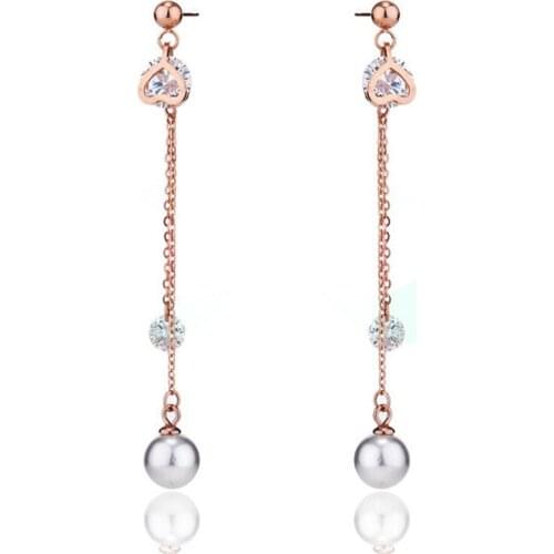 316L Stainless Steel Rose Gold Titanium Steel Earrings Female Simple Geometric Square Long Snake Chain Tassel Earrings No Fade