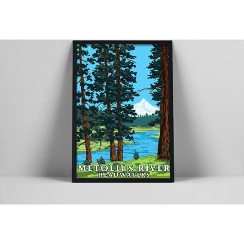 Nordic Scenery Mountains Metolius River Headwater Wall Art Canvas Painting Art Poster Print Wall Picture for Living Room Decor