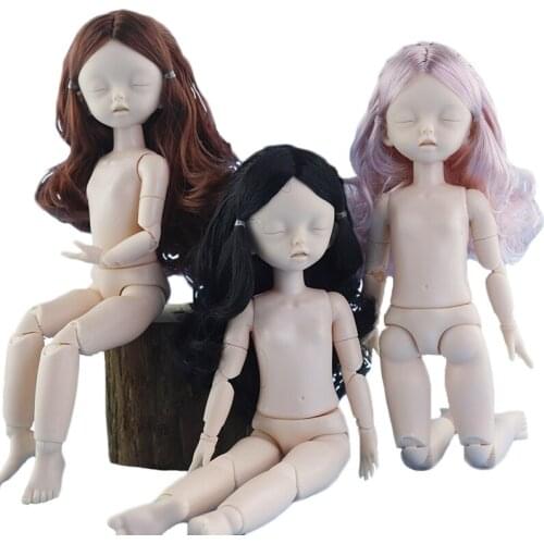 28CM Sleeping Doll Without Makeup 1/6 Practice Makeup Doll Wth Pink Gray Hair Naked Body DIY Dolls Accessories Toys For Girls