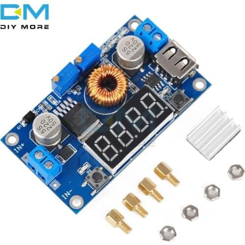 TOP 5A CC CV LED Drive Lithium Charger Power Step-down Module USB Voltmeter Adjustable Output 1.25-32V DC Overcurrent Protection