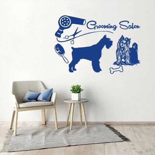 Grooming Pet Salon Wall Sticker Vinyl Decal Window Logo Animals Decor Puppy Shop Salon Decor Pet Care Sign Decoration DW11418