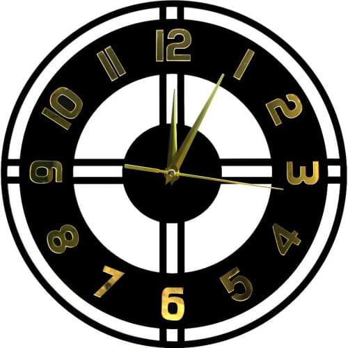 Vintage Wood Acrylic Silent Non-Ticking Decorative Wall Clock with Gold Numbers Tuscan Style Kitchen Office Home Decor