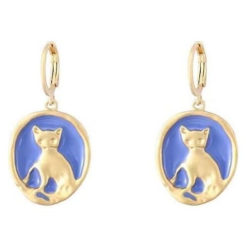 Vintage Cat Earrings New Senior Cute Female Metal Literature Art Romantic Animal Woman Trendy Fashion Jewelry Ear Accessories