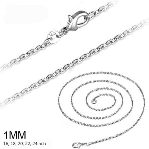 10pcs/lot Pure Silver 925 Necklaces for Women 1mm Long Chain Necklace Collier Femme Choker Collares 16-24 inch Wedding Jewelry