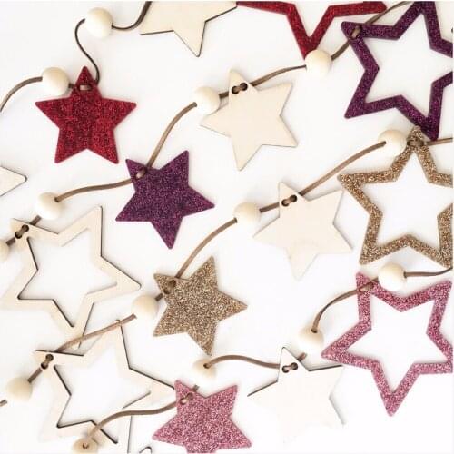 140cm Wooden Beads Stars Hanging Banners Girl Baby Room Diy Wall Decorations Christmas Party Nursery Decor Best Ornament