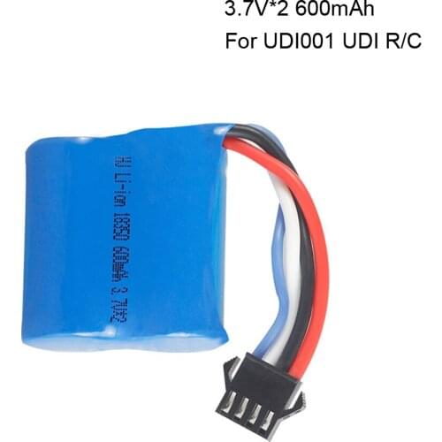 3.7V*2 600mAh Lipo Battery For UDI001 UDI 001 RC Boat 18350 15C SM-4P plug 7.4V battery for toy speedboat spare accessory