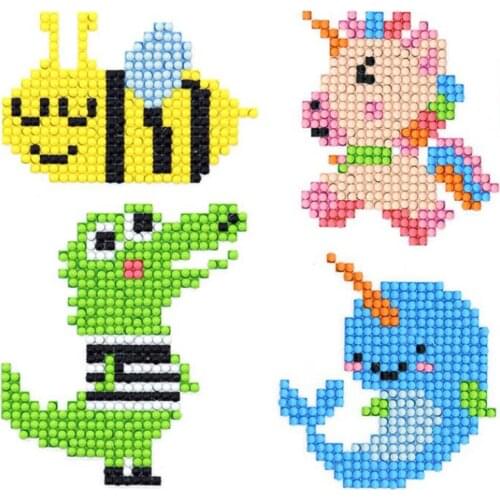 4pcs diamond stickers animal style 5D diamond painting embroidery cross stitch cup book mobile phone decoration