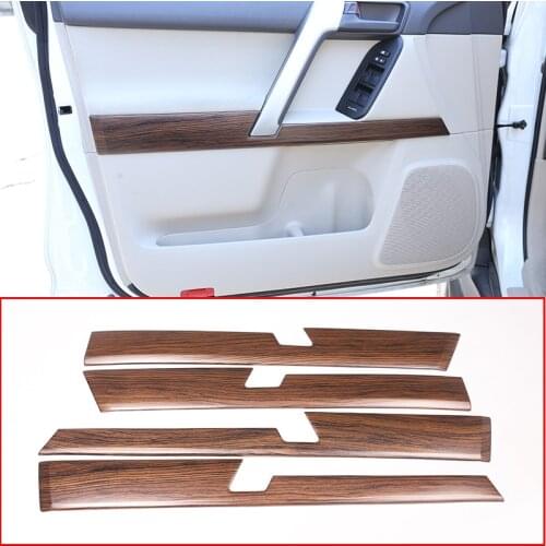 4pcs For Toyota Land Cruiser Prado FJ150 150 2010-2018 Pine Wood Grain Car ABS Interior Door Decoration Panel Trim Accessories
