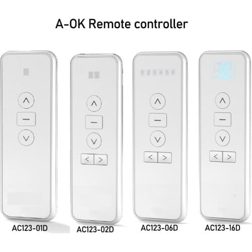 A-OK AC123 01/02/06/16-Channel Remote Controller forAok Electric curtian RFmotor,Wireless Remote Control for smart curtain home