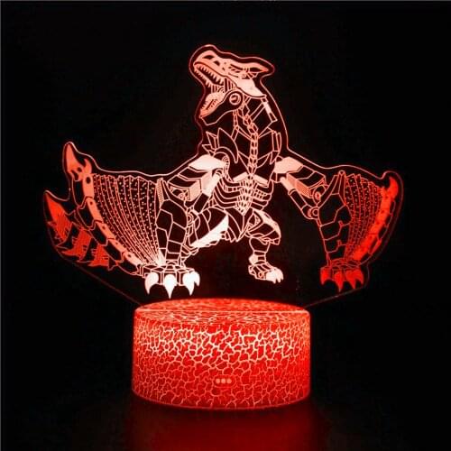 Acrylic 3D Night Light for Tyrannosaurus Raptor Triceratops Fire Dragon Flying Dinosaur Boy Birthday Party Decoration Baby Toy