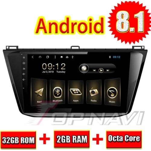 Vehicle Radio for VW Tiguan L 2017 10.1'' Android 8.1 Topnavi Car PC Video Players Plug&Play Capacitive Screen 2GRAM Book Reader