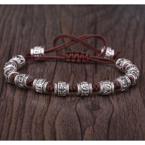 KEJIALAI Six Word Mantra Braided Bracelet Jewelry Strand Bracelets Designer Meditation Buddhism Pray Safe String KJLFZ109