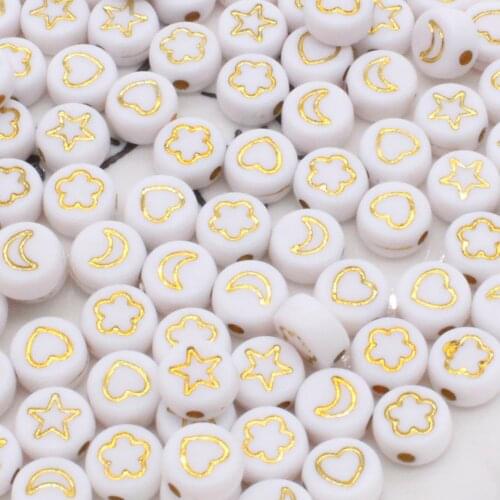 100pcs 4x7mm Flowers Stars Moon Acrylic Beads DIY Bracelets Necklaces Earrings Jewelry Making