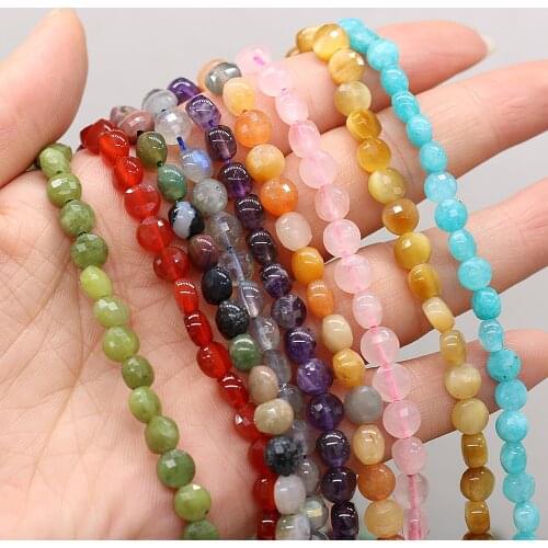 Natural Stone Beads Section Bead 6mm Olivine/Aquamarine/Flash Labradorite/Rose Quartz For Jewelry Making DIY Necklace Accessory