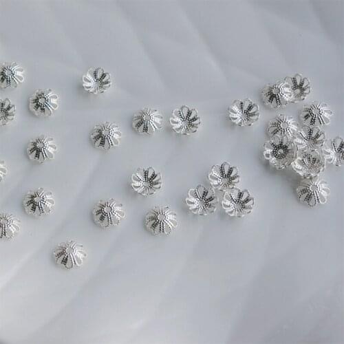 Silver color Torus Flower Beads cap spacer beads hat for making jewelry accessories 7mm 20pcs