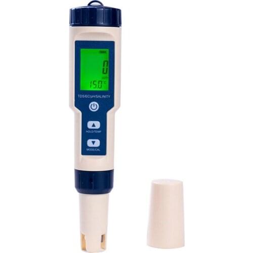 5 In 1 Digital PH TDS EC Meter Salinity Temperature Tester Conductivity Water Filter Purity Pen with Backlight