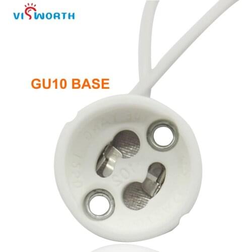 VisWorth GU10 Lamp Bases GU10 Lamp Holder With Wire White Ceramic Body Holder For GU10 Spotlight CE