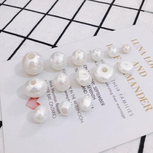 DIY New Symphony Pearl Wrinkle Shaped Round Straight Hole Earrings Hair Accessories Material Accessories 8pcs