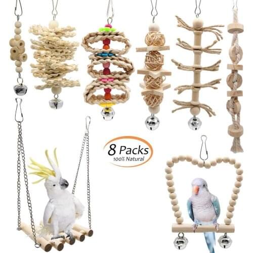 LHXMAS PET TOYS Parrot bite toy Toy bird Parrot bite set 8Set