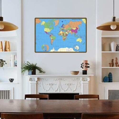 59*42cm The Spanish World Map Wall Art Poster Canvas Painting Small Size Picture Living Room Home Decoration Stufy Supplies