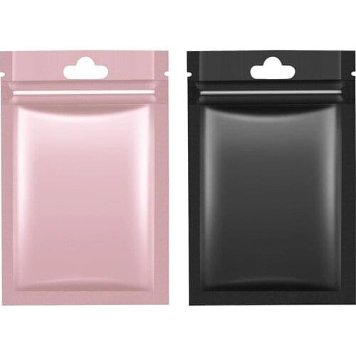 100pcs S/M/L Flat Zip lock Bath Salt Cosmetic Bag One Side Aluminum Clear Mini Holographic Bags Thick Foil X2G0