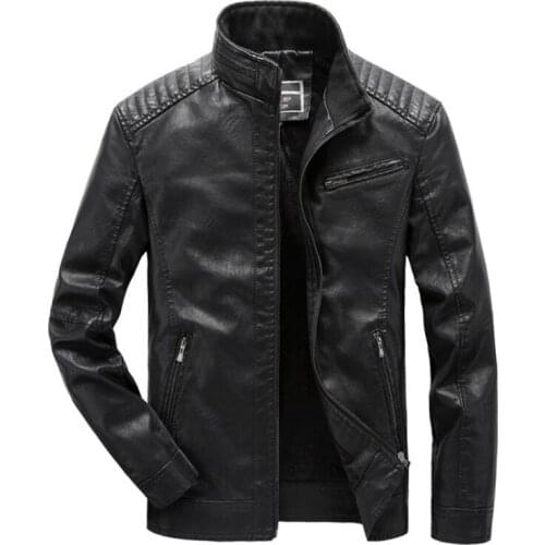 Men Leather Jacket New Fleece Motorcycle Leather Jacket Casual Coats Zipper Men Biker Faux Leather Jacket chaqueta cuero hombre