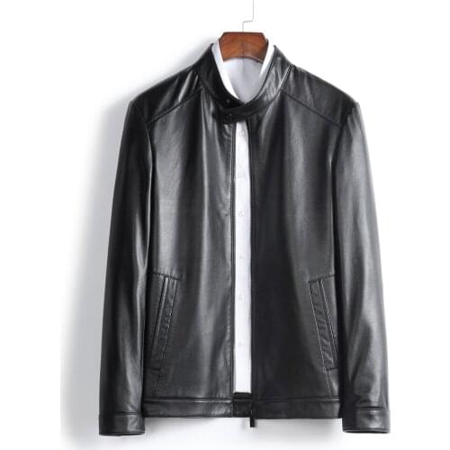 2021 Fashion Men Cow Leather Jackets Male Good Quality Black Genuine Leather Spring Autumn Cowhide Leather Clothes