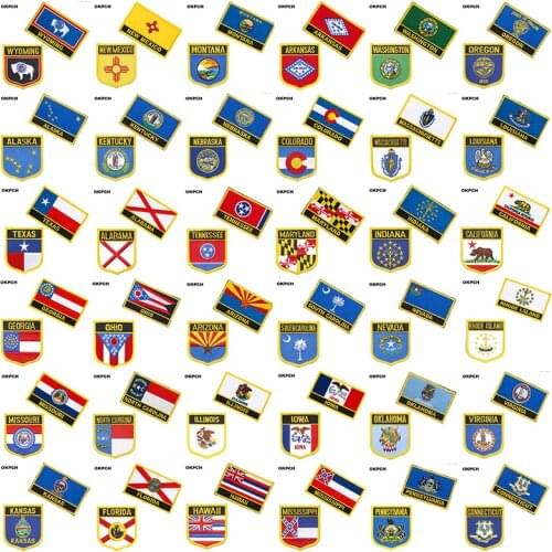 New Mexico Maryland California Hawaii National Flag Embroidered Iron on Patches for Clothing Metal badges DIY Saw on Patches