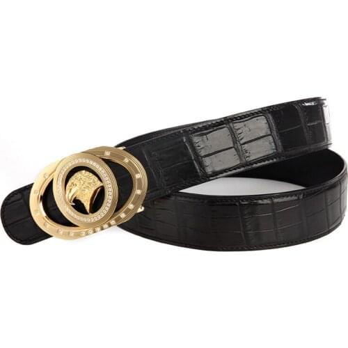 2021 New mens leisure luxury stainless steel eagle buckle belt High quality fashion famous TOP leather Crocodile belt for mens