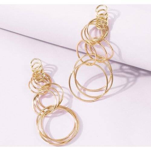 New European and American style fashion all-match alloy earrings long earrings Fashion creative geometric earrings women