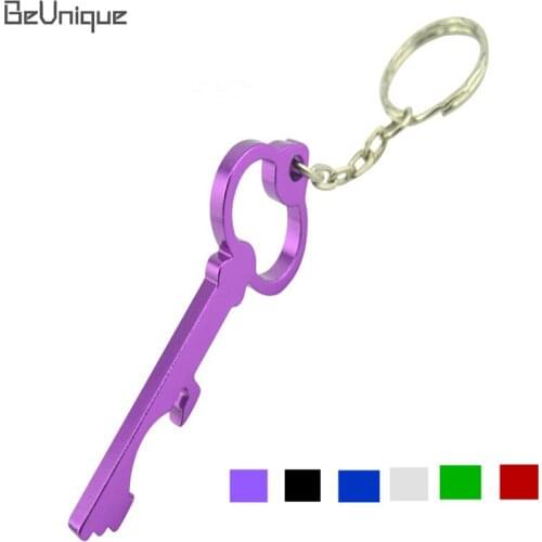 Aluminum Alloy Key Shape beer bottle opener keychain hanging pendant Mini kitchen Tools keyring Wedding souvenir Custom Gifts