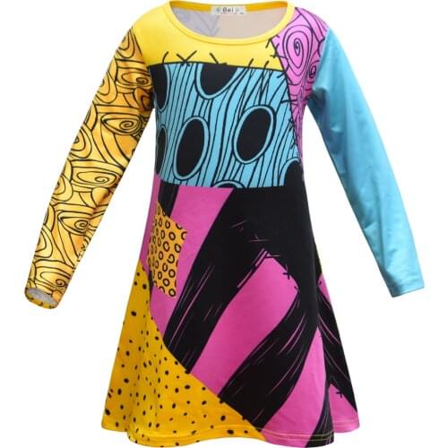 Halloween girl Dress The Nightmare Before Christmas Sally Pitching Dress Knee Length Party Costume