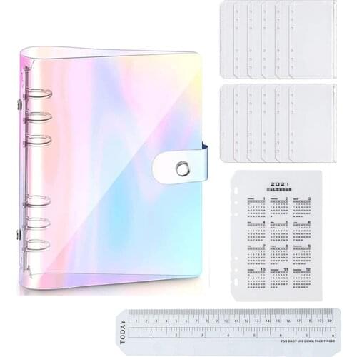 1PC A5 Clear Notebook Cover With 12pcs A5 Waterproof Binder Folder For Office Travel Journal Meeting Notebook