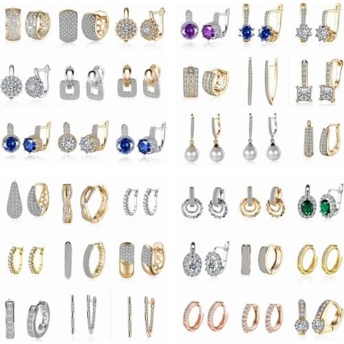 Randomy 20 Pairs Hoop Earrings Wholesale AAA CZ Fashion Elegant Simple Joker Style Jewelry Earings for Women
