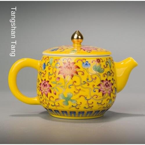 RongShan hall beauty colored enamel tureen tea cups jingdezhen ceramic fair large teapot cup kung fu tea set