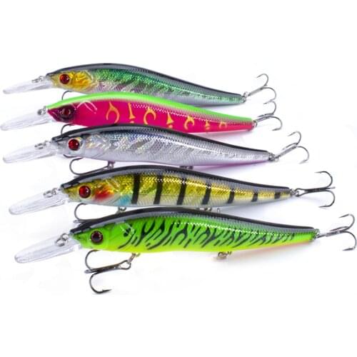 SEALURER Minnow Fishing Lure 11.5cm/14cm Artificial Hard Bait Bass Wobblers Lures Crankbait Pike Treble Hooks tackle