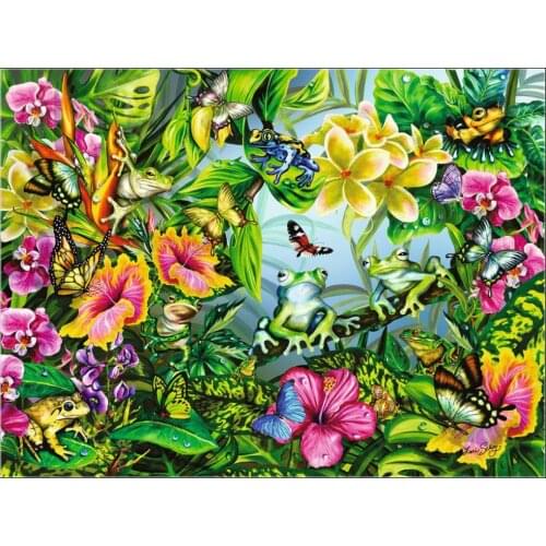 Counted Cross Stitch Kits Needlework Embrodery - Crafts 14 ct Aida Color DIY Arts Handmade Home Decor - Find the Frogs