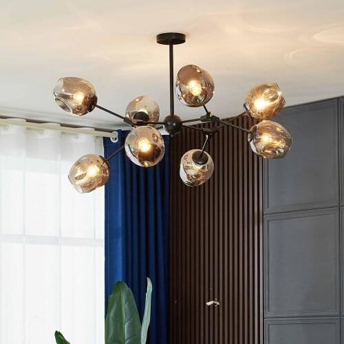 Nordic Glass Gold LED Chandelier Lighting Home Decoration Light,Living Room Chandeliers Hanging Lamp Bedroom Lighting Fixtures